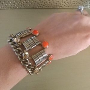 J. Crew Gold Bracelet with Orange Stones!